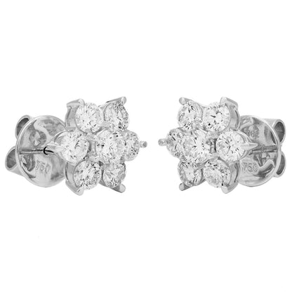 Exclusive 18K White Gold Diamond Blossom Earrings — Side View
