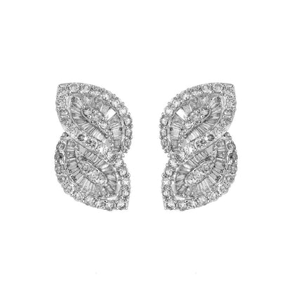 Exclusive 18K White Gold 3.08 Carat Diamond Baguette Earrings — Front View