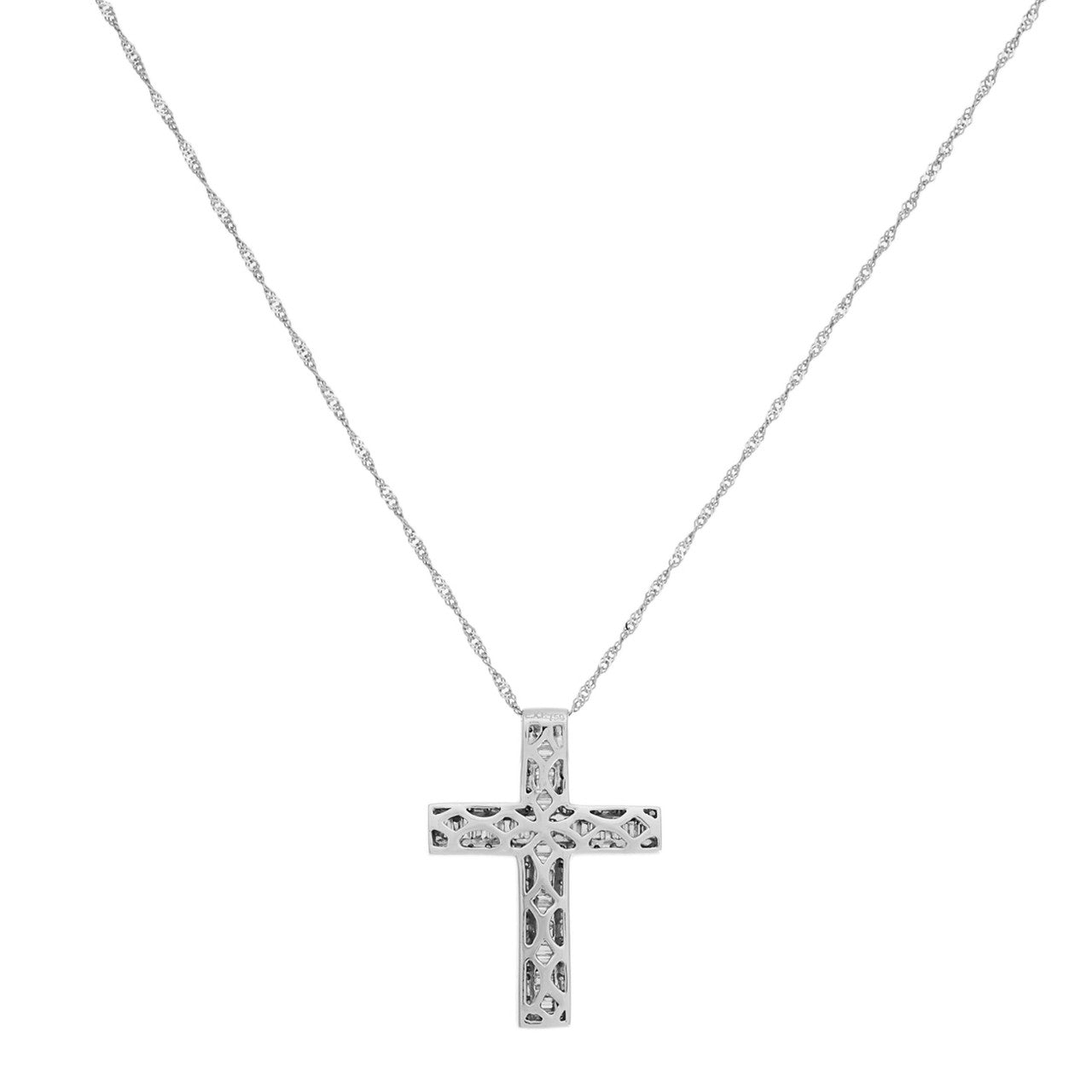 Exclusive 18K White Gold 0.85 Carat Diamond Cross Pendant — Side View