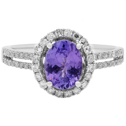 Exclusive 14K White Gold 1.44 Carat Tanzanite Diamond Ring — 6 — Front View