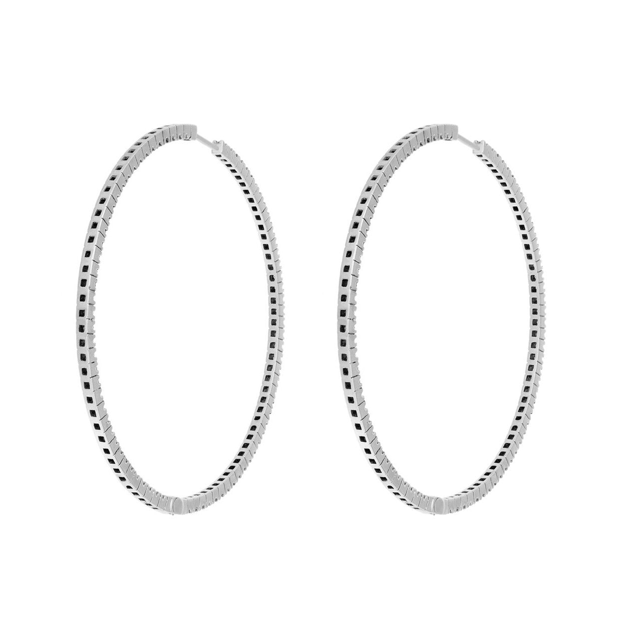 Exclusive 18K White Gold 2.52 Carat Diamond Hoop Earrings — Side View