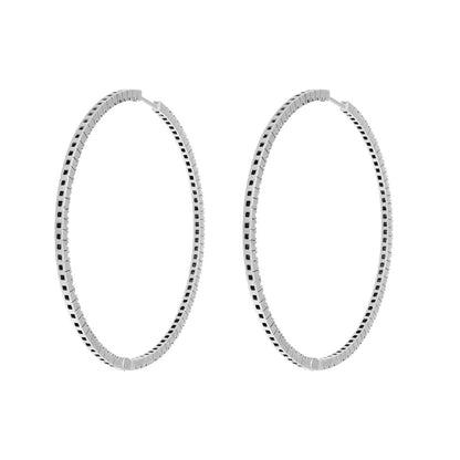 Exclusive 18K White Gold 2.52 Carat Diamond Hoop Earrings — Side View
