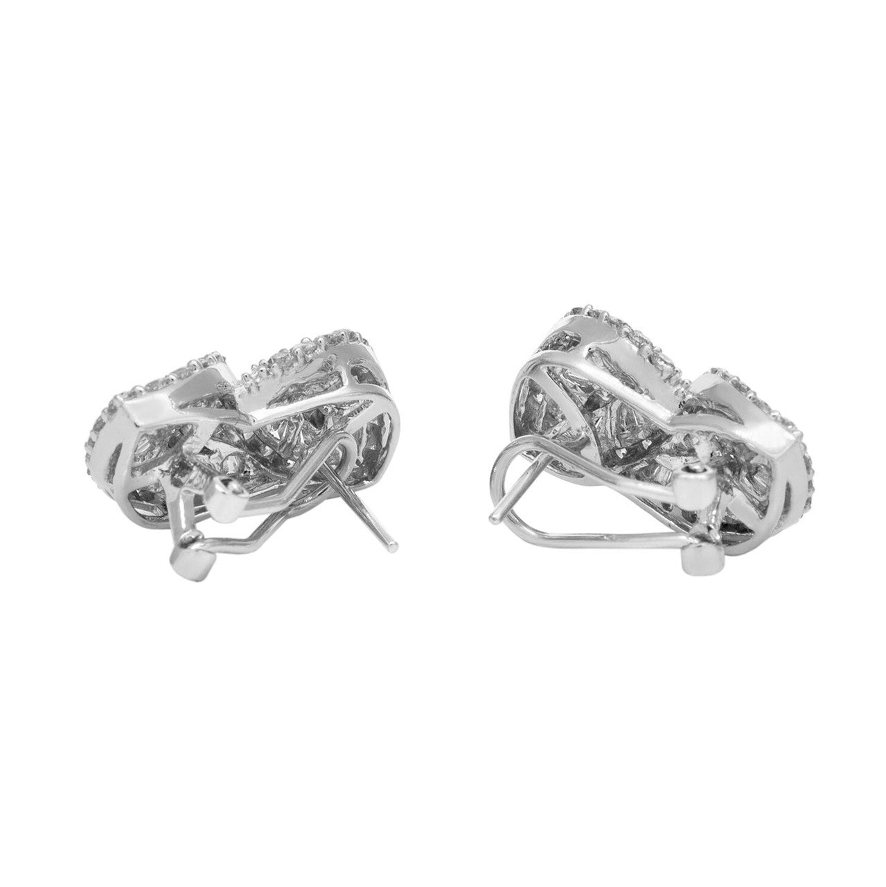 Exclusive 18K White Gold 3.08 Carat Diamond Baguette Earrings — Side View