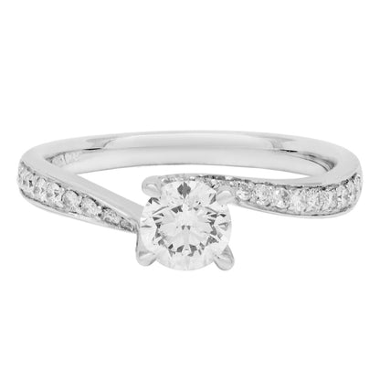 Exclusive 14K White Gold 0.46 Carat Diamond Solitaire Ring — 5.25 — Front View