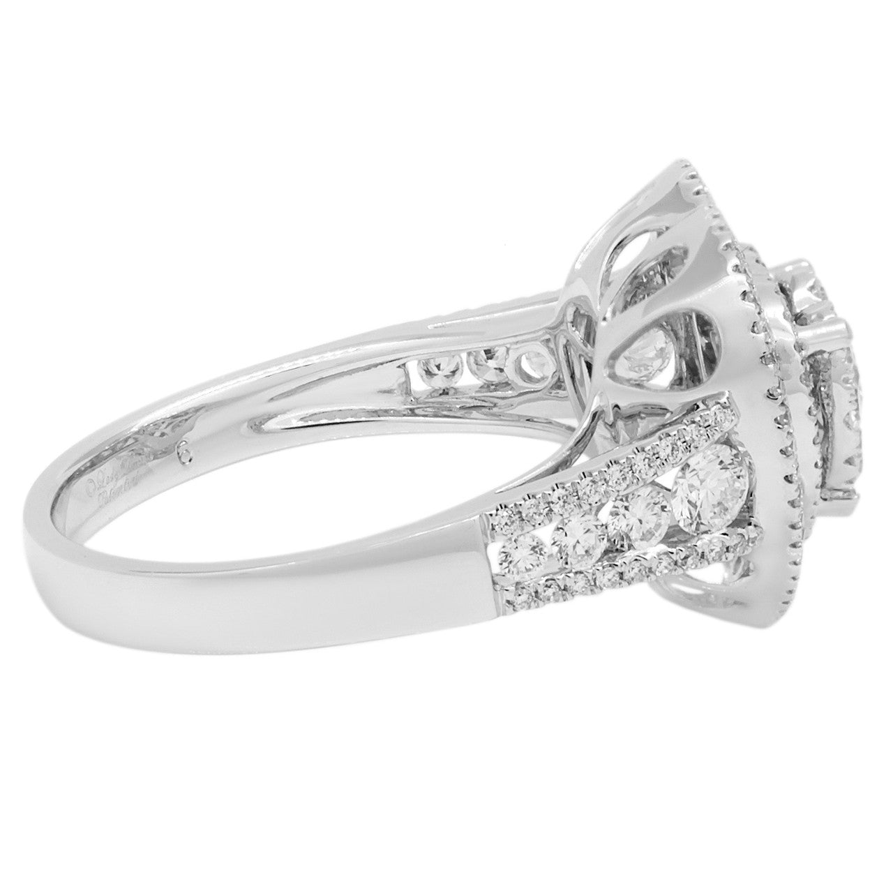 Exclusive 18K White Gold 1.35 Carat Diamond Heart Ring — 5.5 — Side View