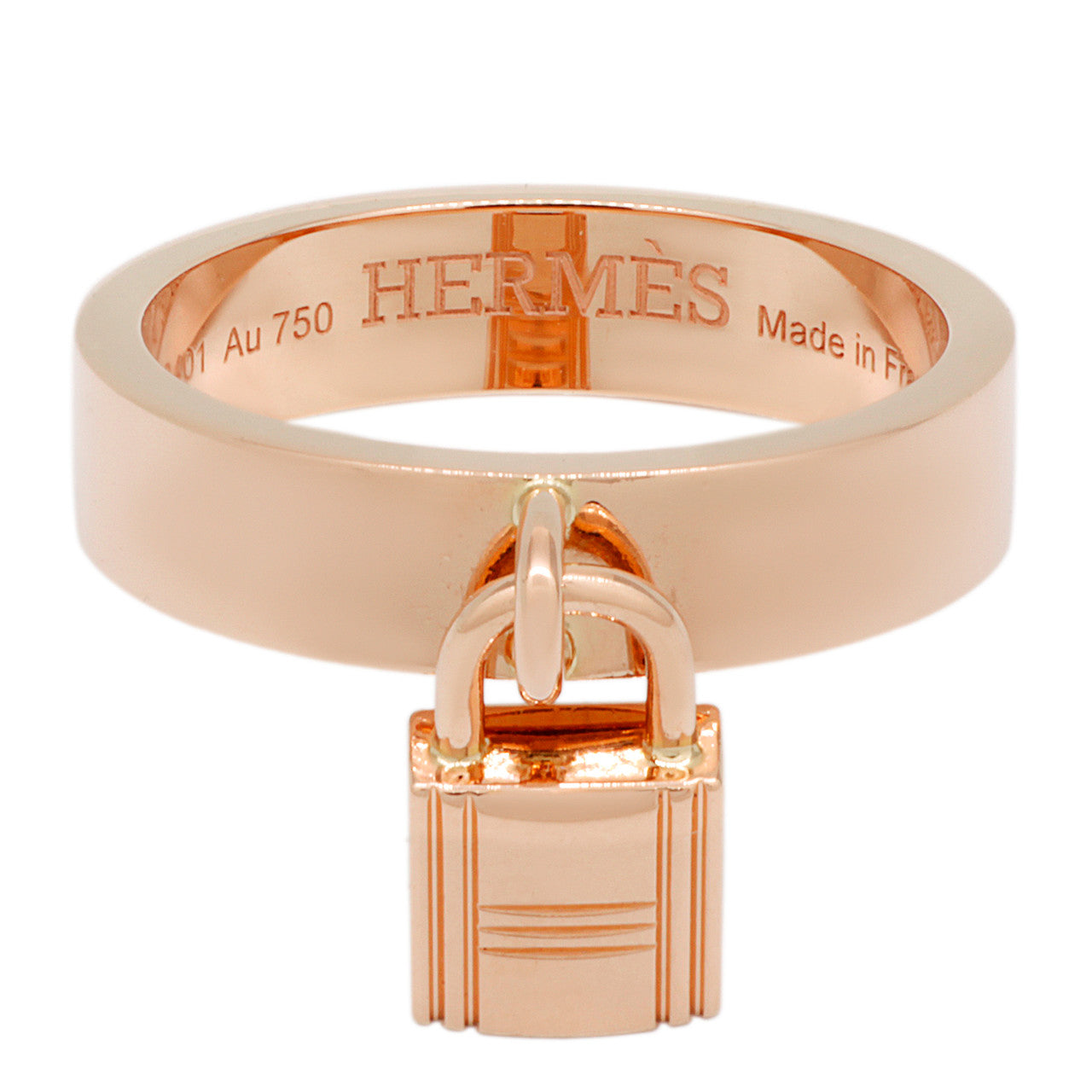 Exclusive Hermes 18K Rose Gold Medium Clochette Ring — Front View