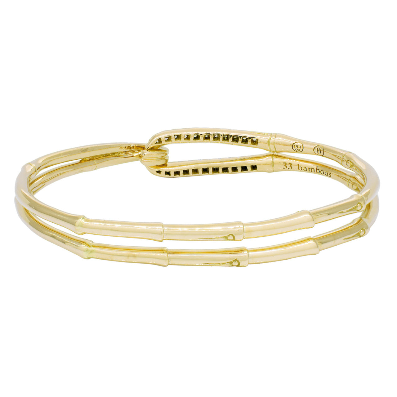 Exclusive John Hardy 18K Diamond Bamboo Flex Hook Bracelet — Side View