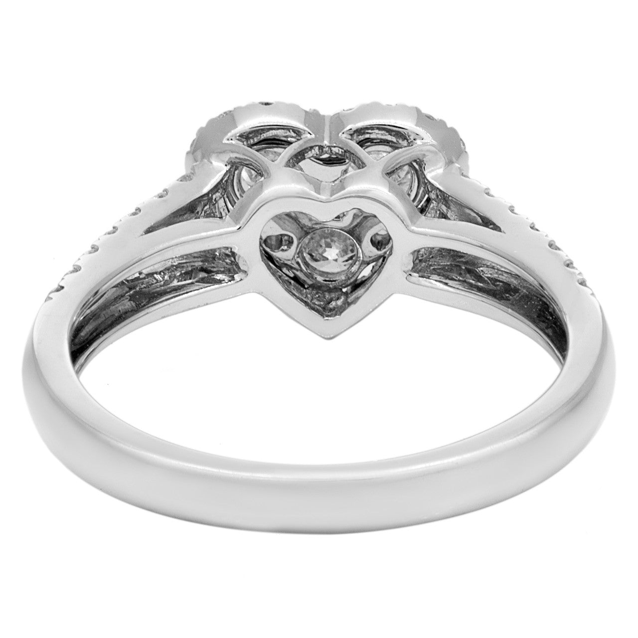 Exclusive 18K White Gold Diamond Heart Ring — 4.5 — Back View