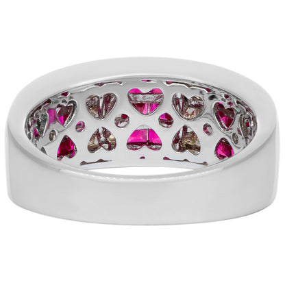 Exclusive 18K White Gold Ruby Diamond Invisible Set Ring — Side View