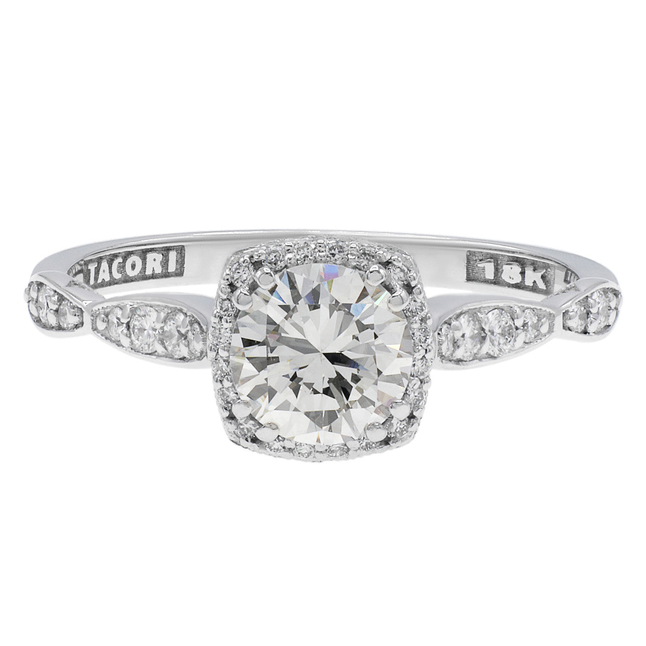 Exclusive Tacori 18K White Gold 0.92 Carat Diamond Ring — 7 — Front View