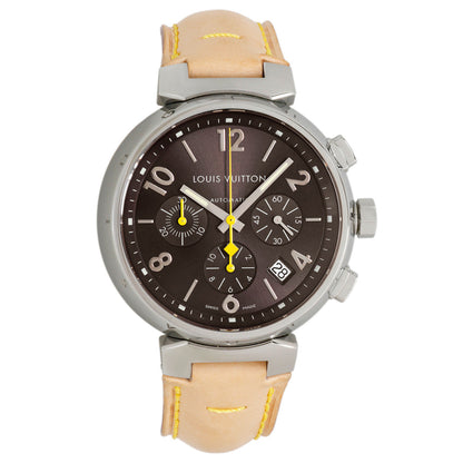 Exclusive Louis Vuitton Stainless Steel Tambour Automatic Chronograph Q1121 — Front View