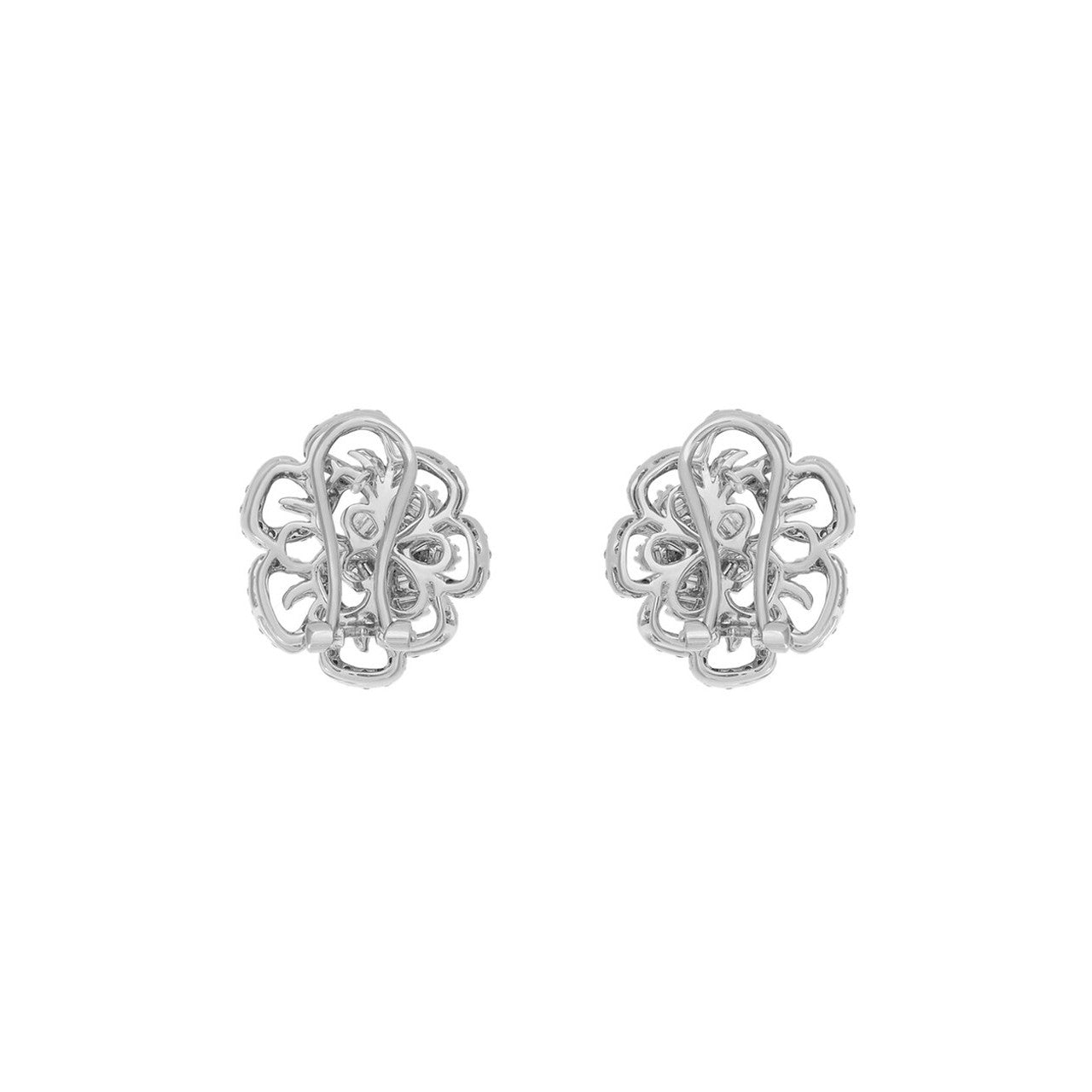 Exclusive 2.44ct Diamond Flower Cluster Earrings | 18K White Gold Blossom Studs — Side View