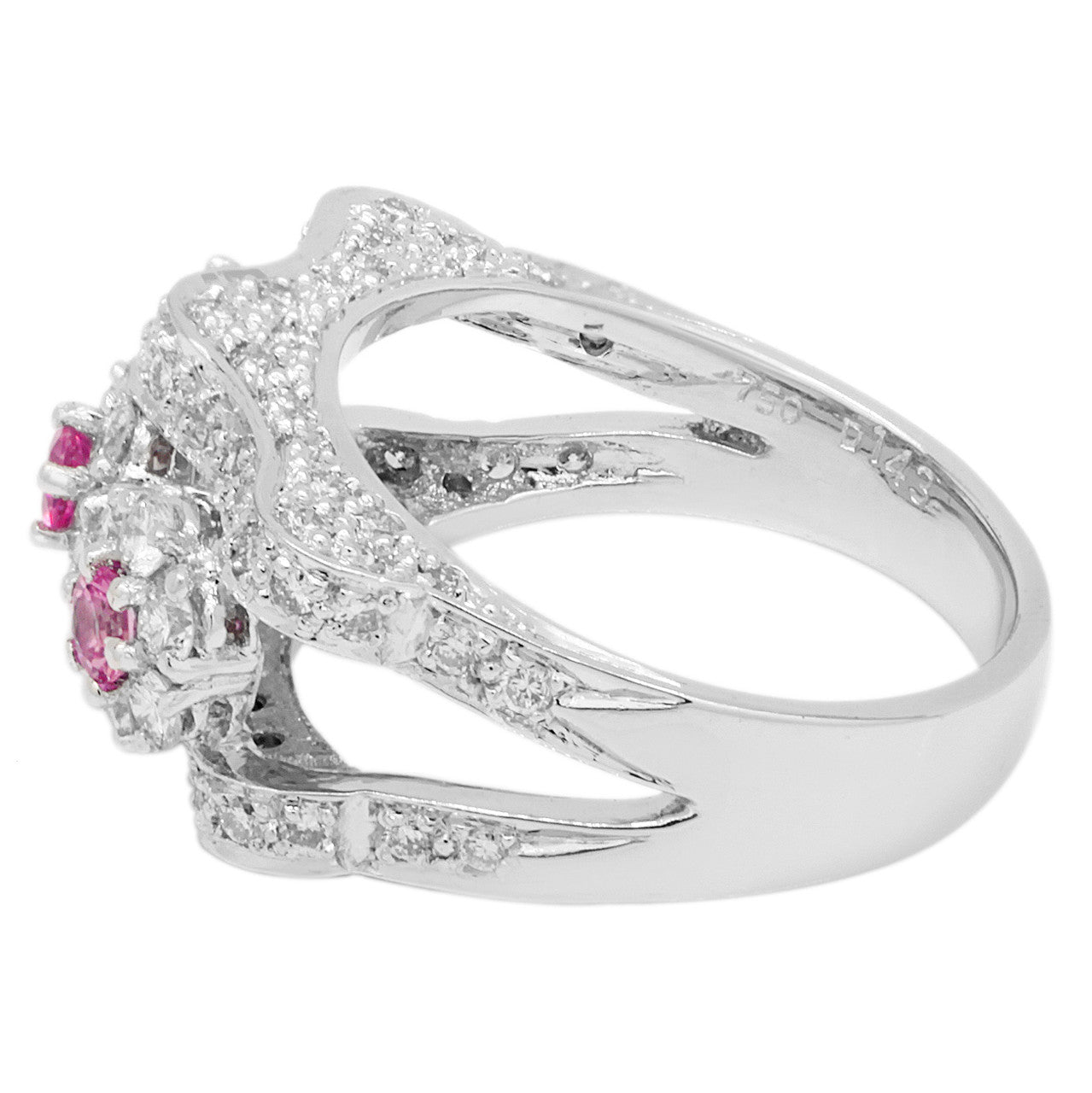 Exclusive 18K White Gold 0.38 Carat Pink Sapphire & Diamond Ring — 6 — Side View