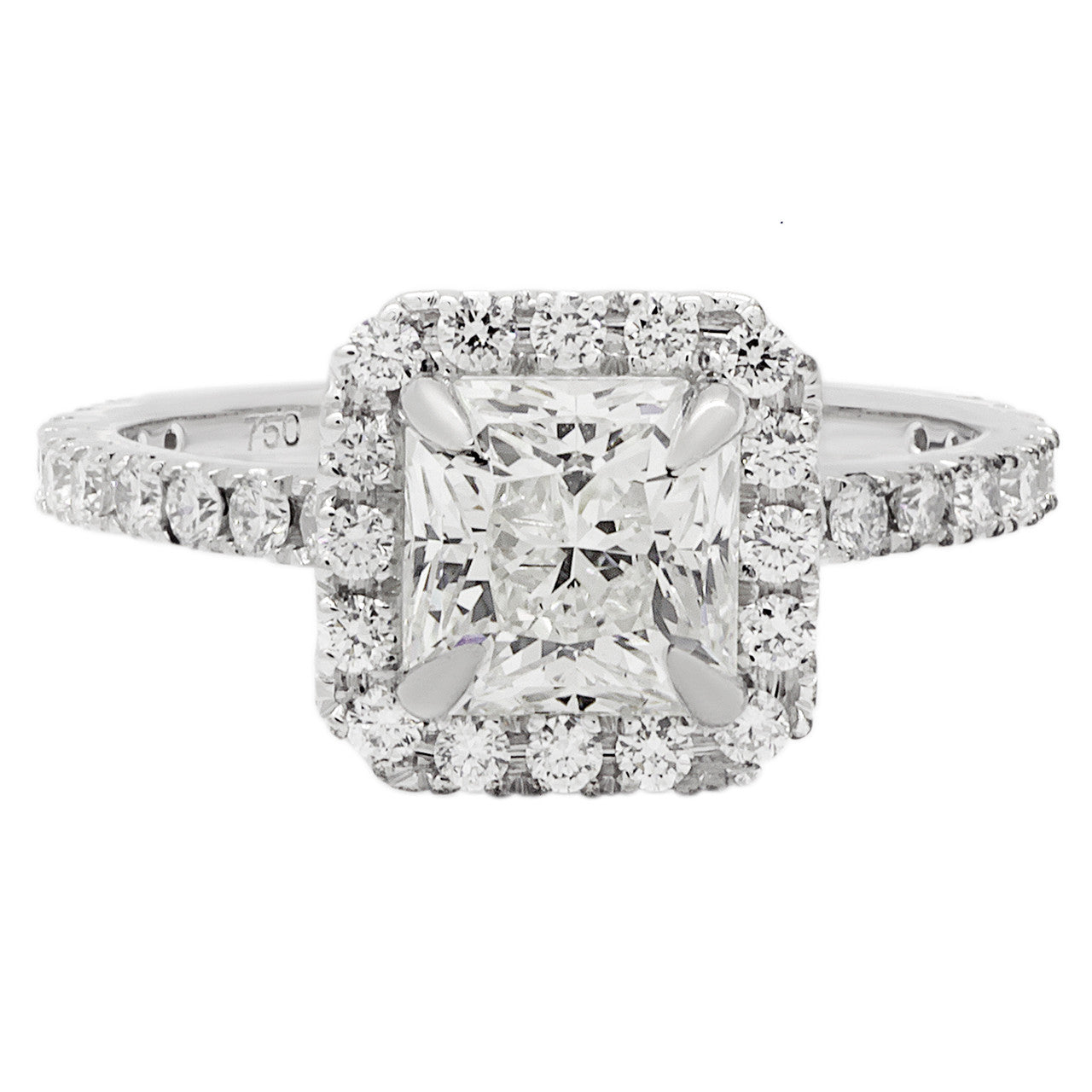 Exclusive 18K White Gold 1.18 Carat Radiant Cut Diamond Ring — 4 — Front View
