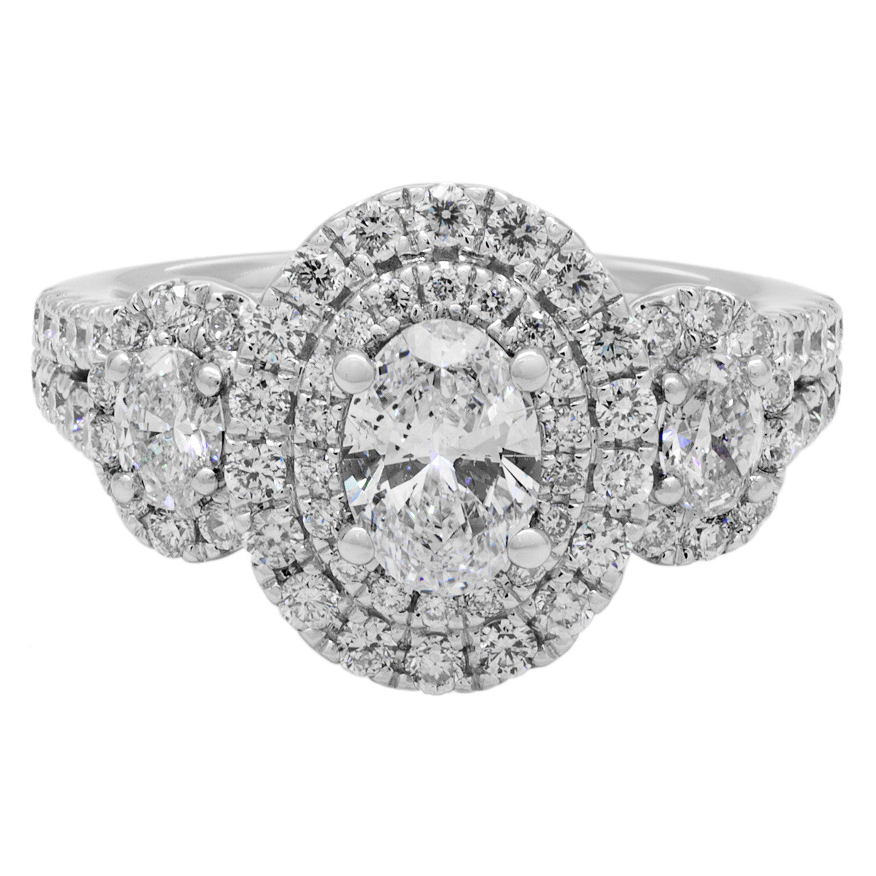 Exclusive 14K White Gold Vera Wang Oval Diamond Ring — 4 — Front View