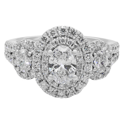 Exclusive 14K White Gold Vera Wang Oval Diamond Ring — 4 — Front View