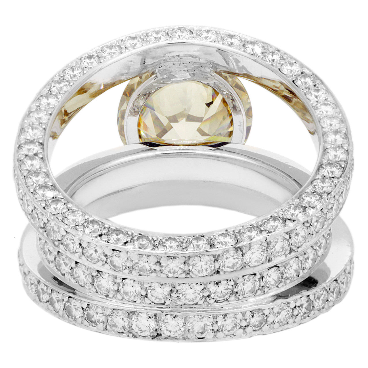 Exclusive 18K White Gold 3.14 Carat Fancy Yellow/Brown Diamond Ring — Side View