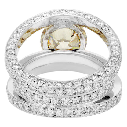 Exclusive 18K White Gold 3.14 Carat Fancy Yellow/Brown Diamond Ring — Side View