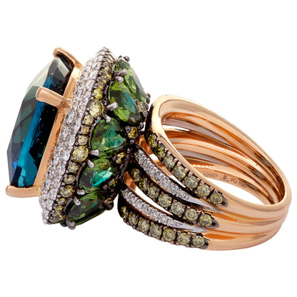 Exclusive Zorab 18K Rose Gold Fantasia Topaz Sapphire Diamond Ring — 6.25 — Side View