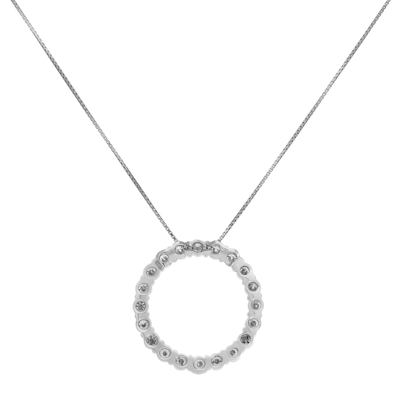 Exclusive 5.08ct Natural Earth Mined Diamond Eternity Circle Necklace, 14k White Gold — Side View