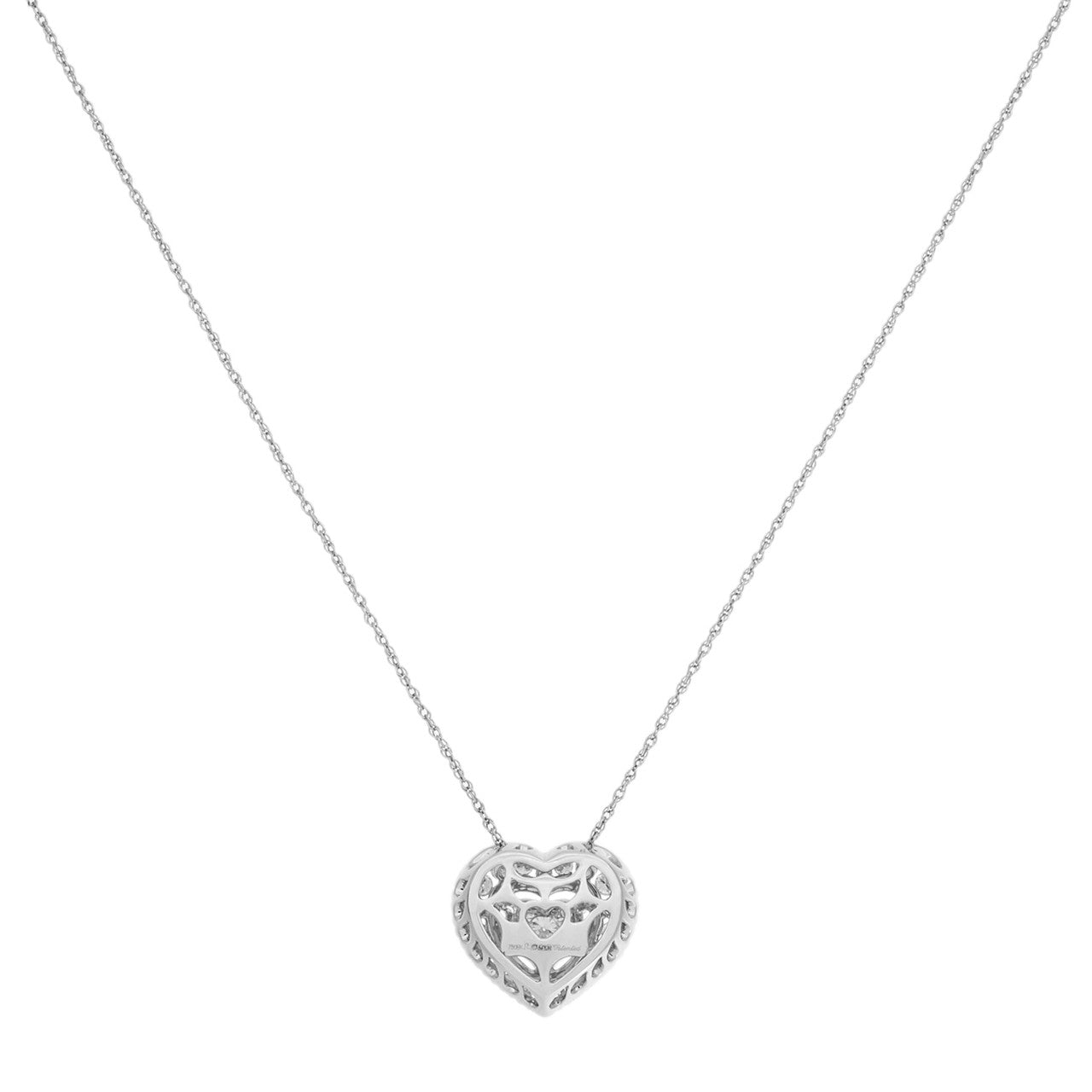 Exclusive 18K White Gold 1.04 Carat Diamond Heart Pendant Necklace — Side View