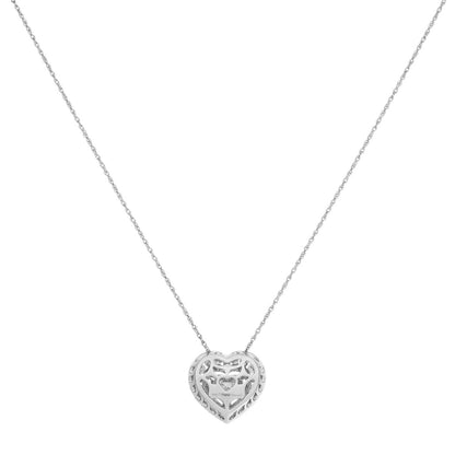 Exclusive 18K White Gold 1.04 Carat Diamond Heart Pendant Necklace — Side View