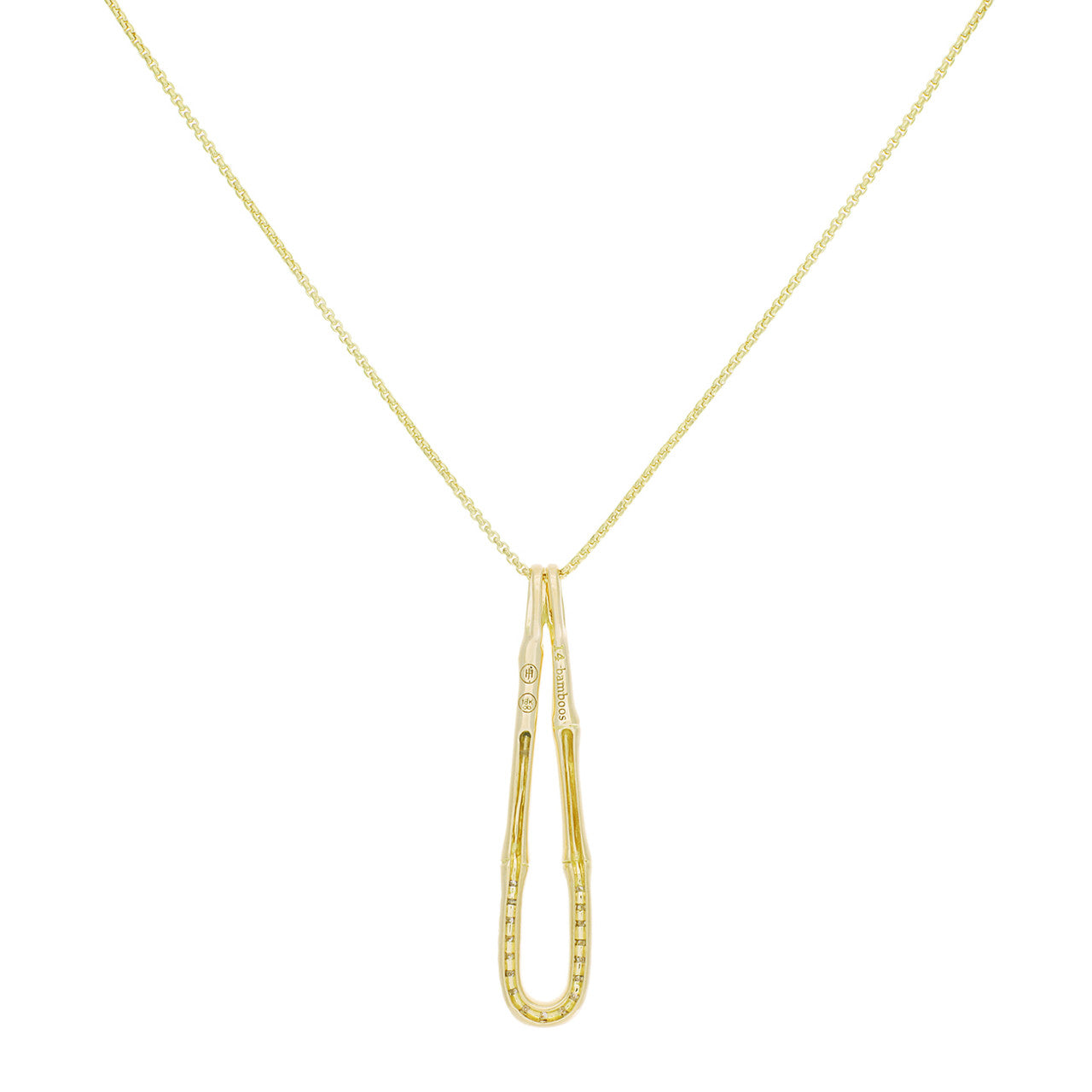 Exclusive John Hardy 18K Yellow Gold & Diamond Bamboo Hoop Pendant Necklace — Side View