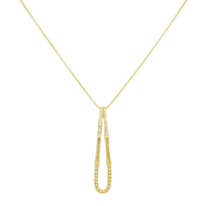 Exclusive John Hardy 18K Yellow Gold & Diamond Bamboo Hoop Pendant Necklace — Side View