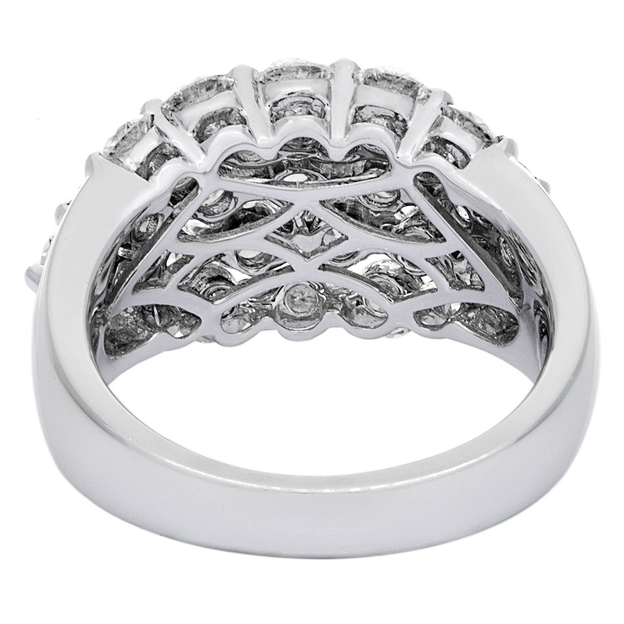 Exclusive 18K White Gold 3.07 Carat Diamond Cluster Ring — 4.5 — Back View