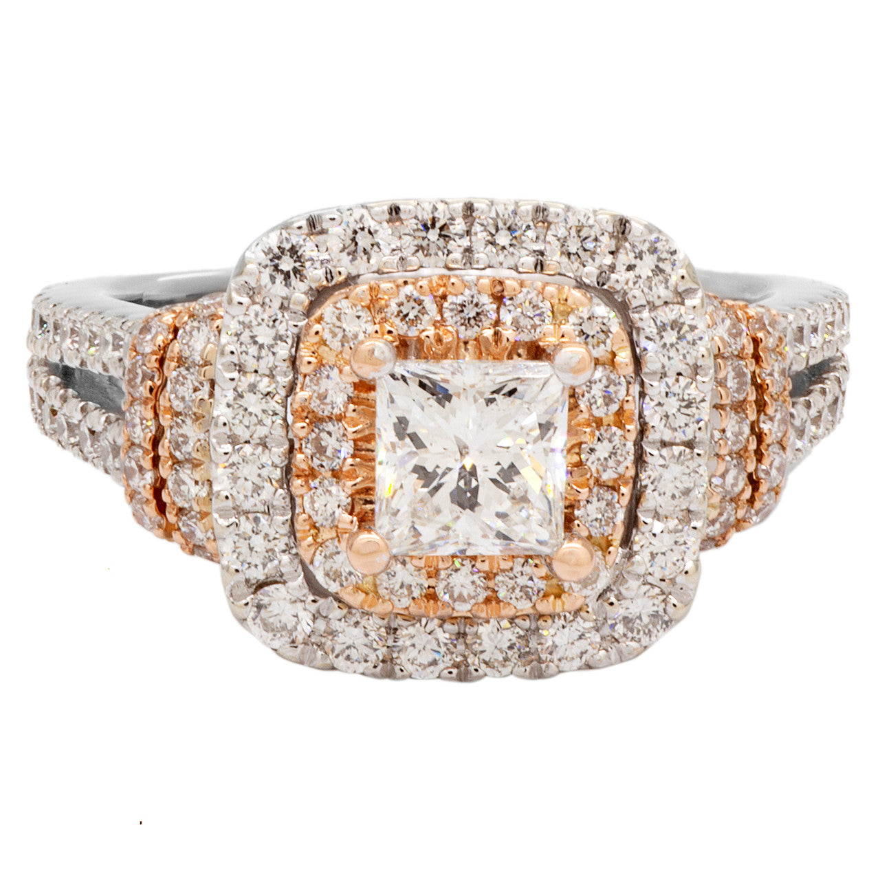 Exclusive 14K White Gold Vera Wang Princess Cut Diamond Ring — 3.5 — Front View