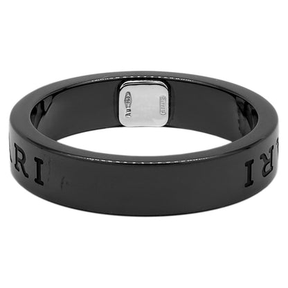 Exclusive Bulgari Black Ceramic & Diamond Band Ring — Side View