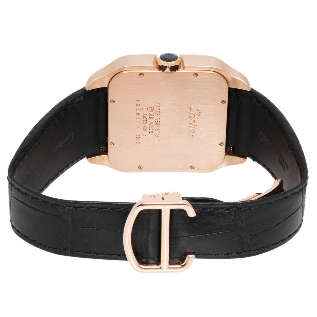 Exclusive Cartier 18K Rose Gold Santos Dumont Power Reserve W2020067 — Side View