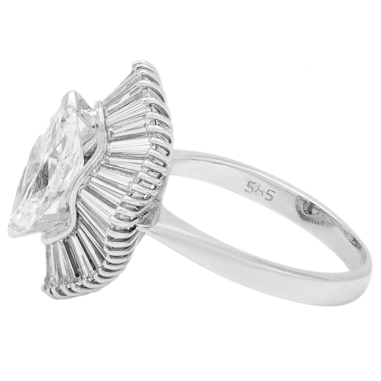 Exclusive 14K White Gold 1.38 Carat Marquis Diamond Ring — 3.5 — Side View