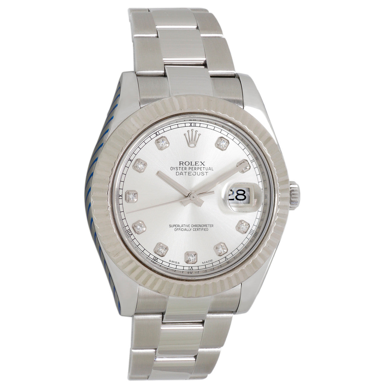 Exclusive Rolex Stainless Steel 18K White Gold Datejust  II 116334 — Front View