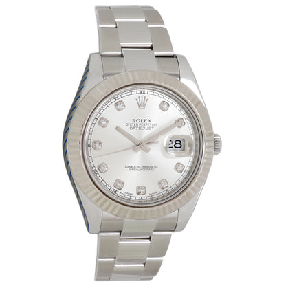 Exclusive Rolex Stainless Steel 18K White Gold Datejust  II 116334 — Front View