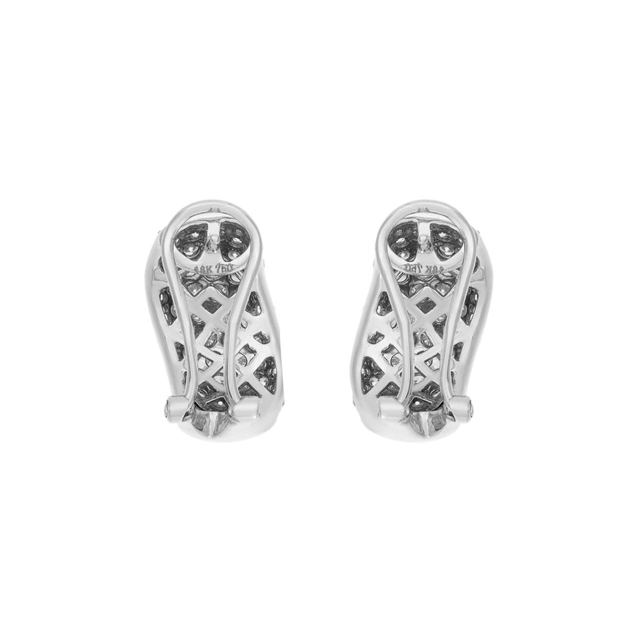 Exclusive 18K White Gold 2.74 Carat Pave Diamond Earrings — Side View