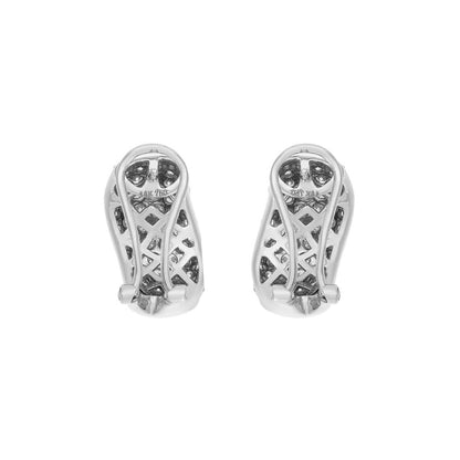 Exclusive 18K White Gold 2.74 Carat Pave Diamond Earrings — Side View