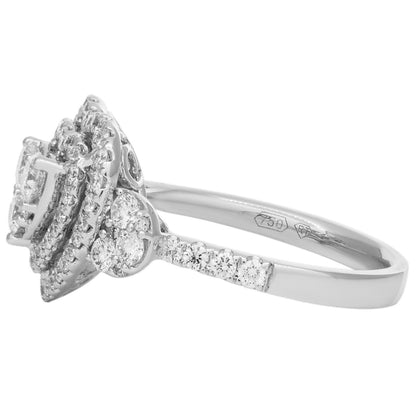 Exclusive 18K White Gold 1.29 Carat Pave Diamond Heart Ring — 5.5 — Side View