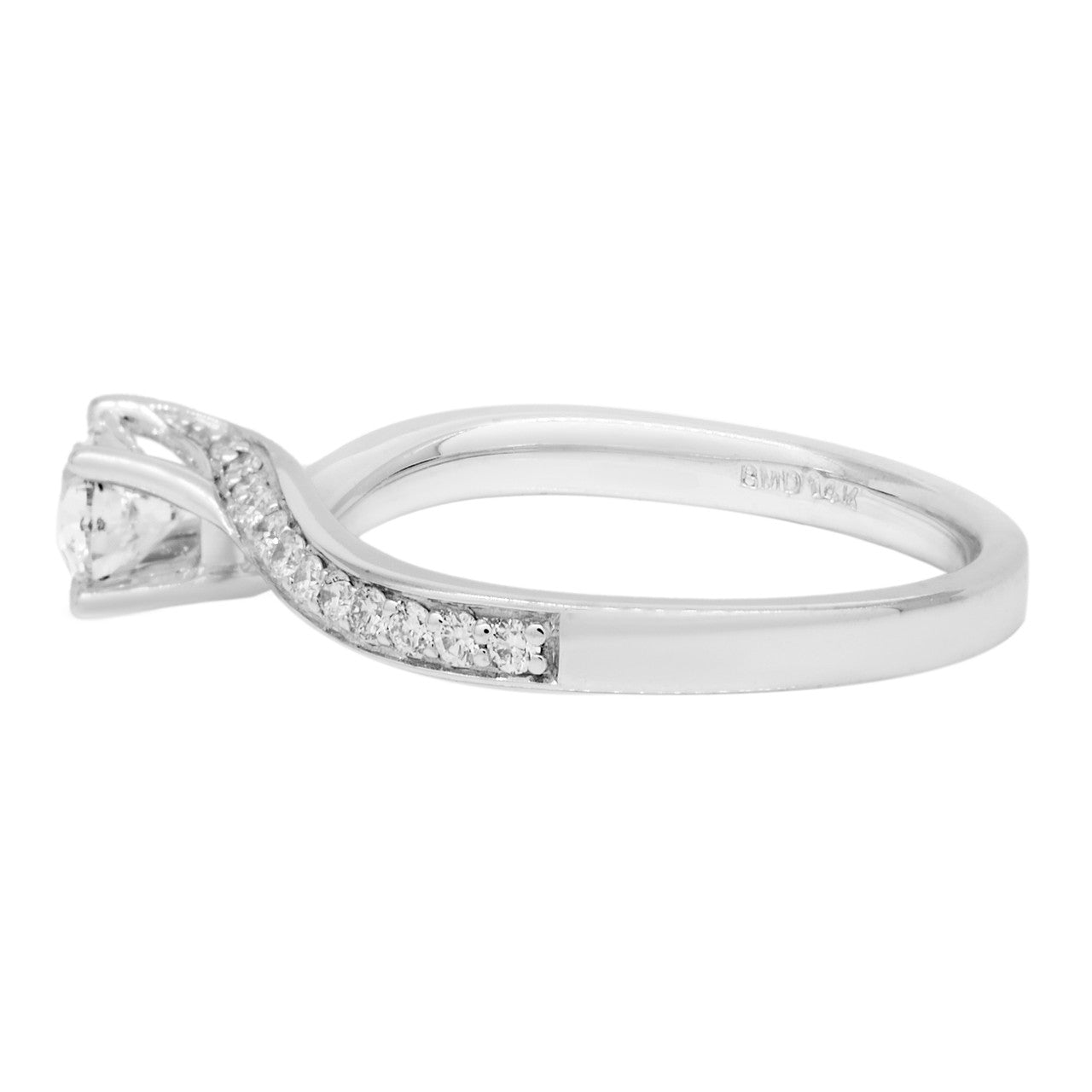 Exclusive 14K White Gold 0.46 Carat Diamond Solitaire Ring — 5.25 — Side View
