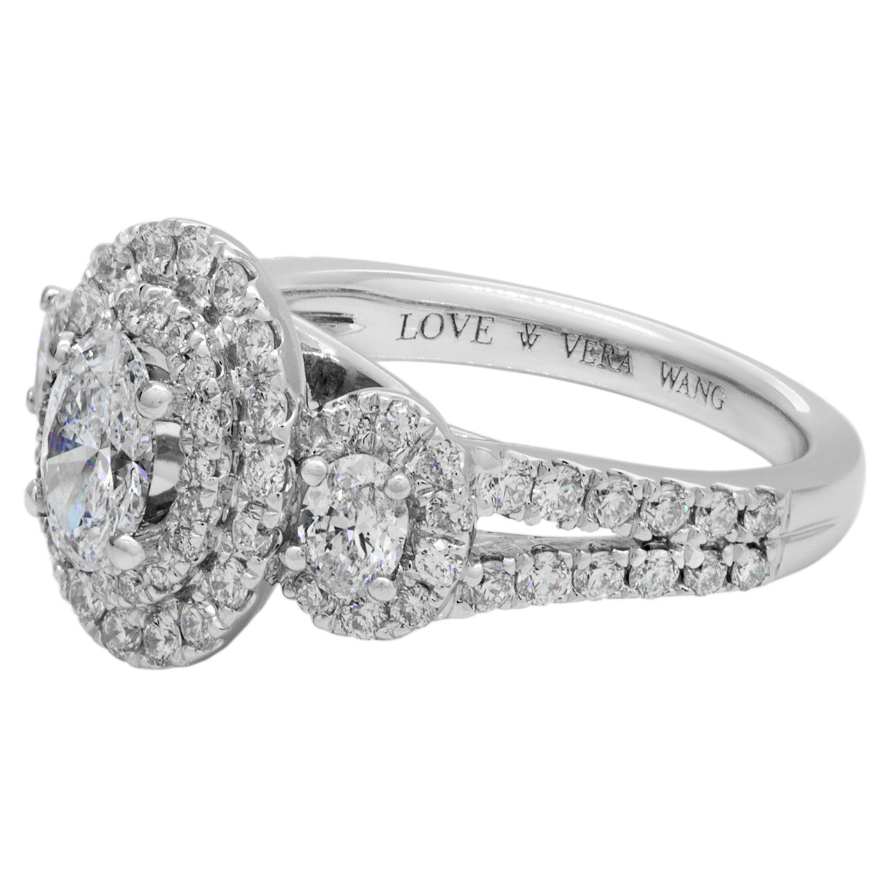 Exclusive 14K White Gold Vera Wang Oval Diamond Ring — 4 — Side View