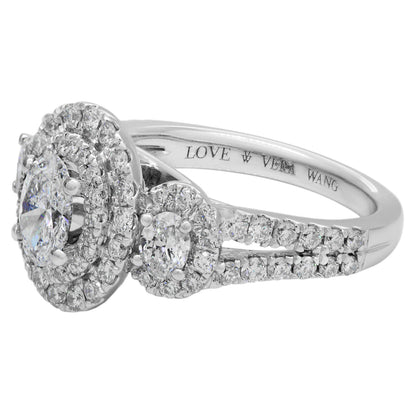 Exclusive 14K White Gold Vera Wang Oval Diamond Ring — 4 — Side View