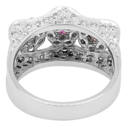 Exclusive 18K White Gold 0.38 Carat Pink Sapphire & Diamond Ring — 6 — Back View