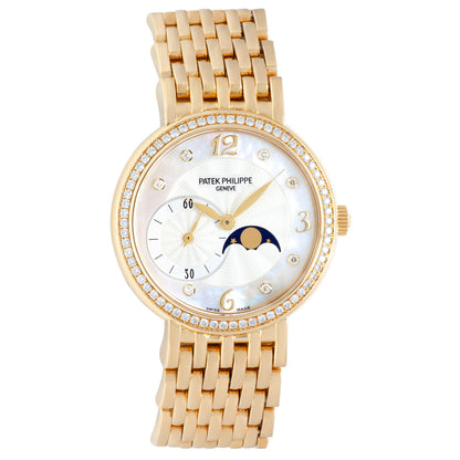 Exclusive Patek Philippe 18K Yellow Gold & Diamond Calatrava Moonphase Ladies Watch 4958-1J — Front View