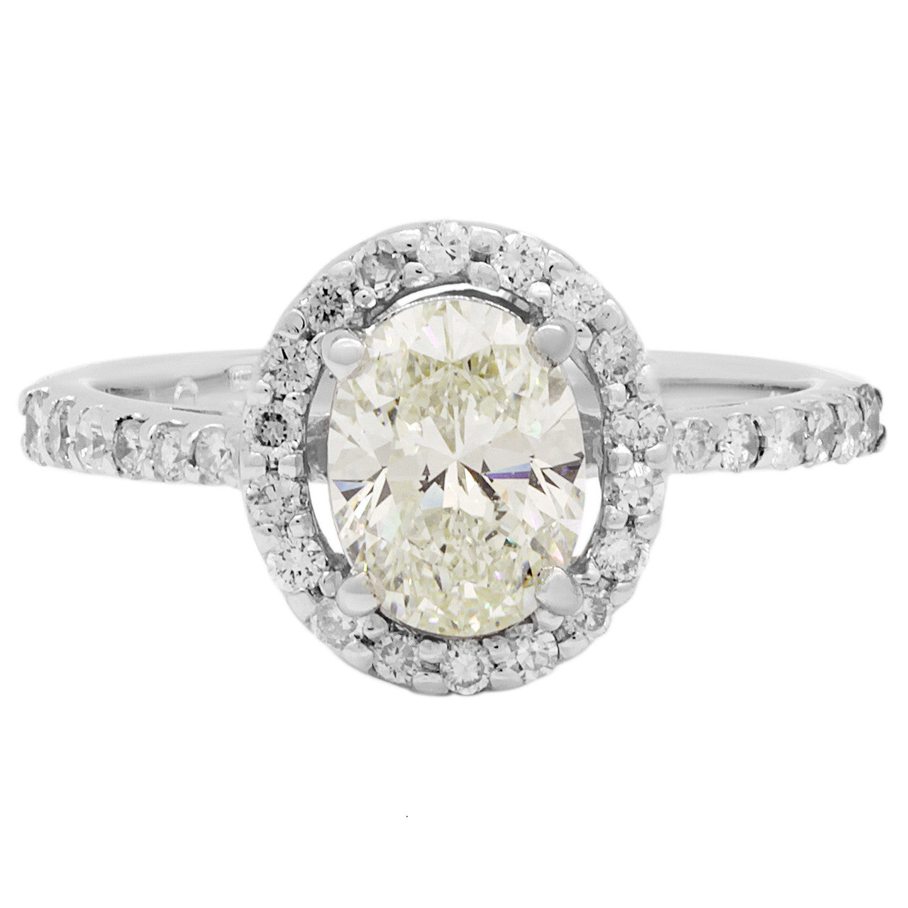 Exclusive 18K White Gold 1.05 Carat Oval Diamond Ring — 4.5 — Front View