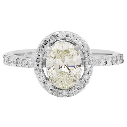 Exclusive 18K White Gold 1.05 Carat Oval Diamond Ring — 4.5 — Front View