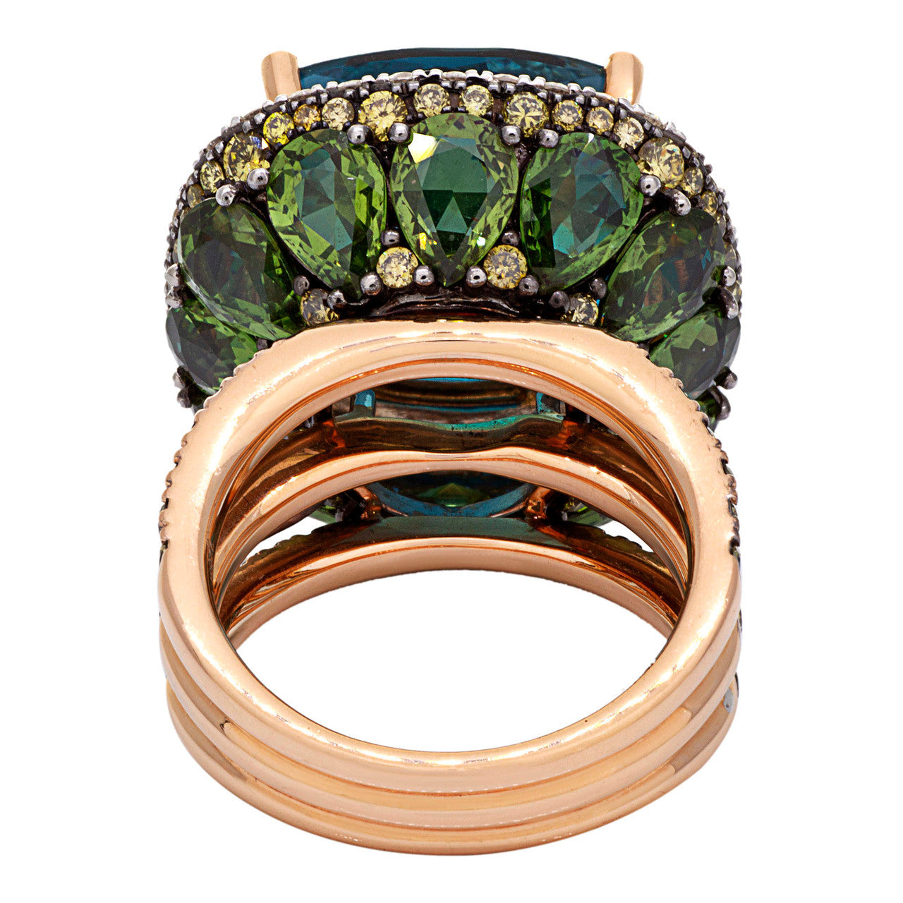 Exclusive Zorab 18K Rose Gold Fantasia Topaz Sapphire Diamond Ring — 6.25 — Back View