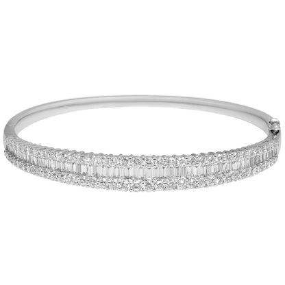 Exclusive 18K White Gold 3.73 Carat Diamond Tapered Bracelet — Front View