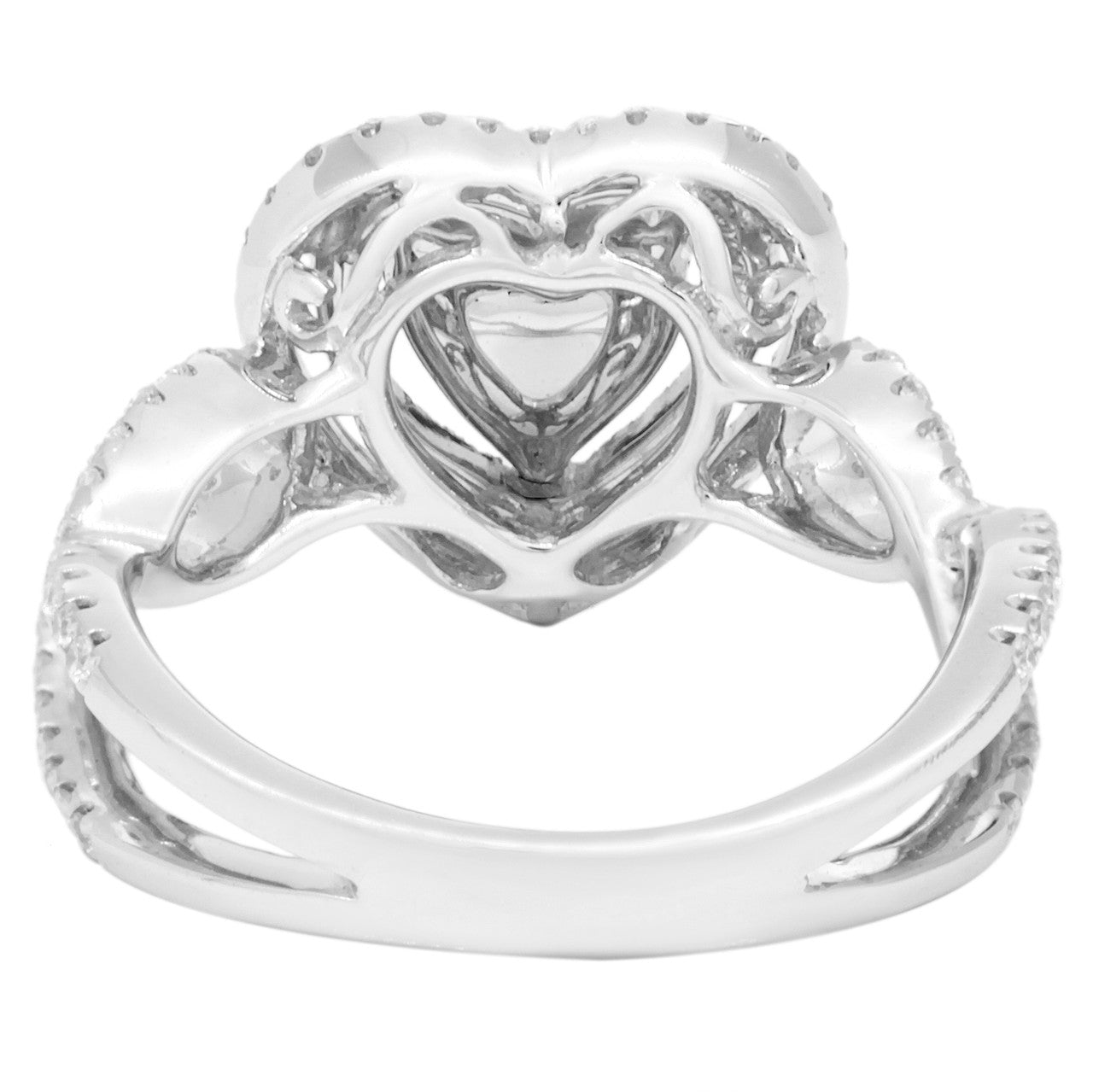 Exclusive 18K White Gold 1.05 Carat Heart Shaped Sapphire Diamond Ring — 5.5 — Back View
