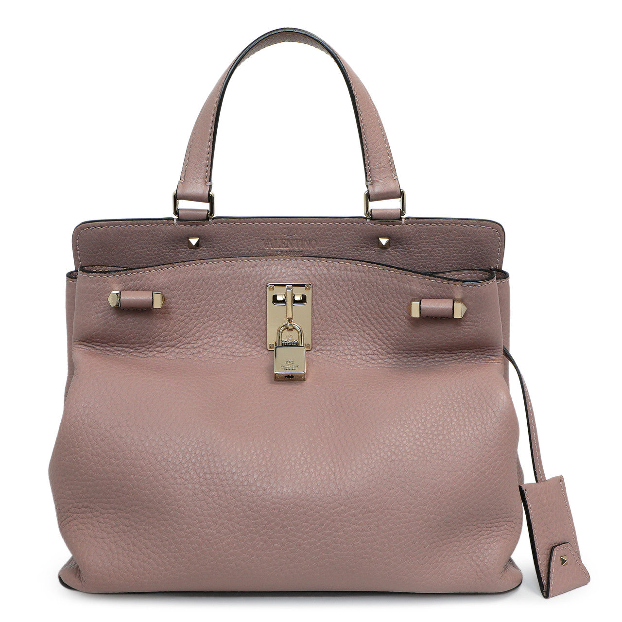 Exclusive Valentino Mauve Pebbled Calfskin Medium Joylock Satchel — Side View