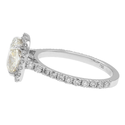 Exclusive 18K White Gold 1.50 Carat Cushion Cut Diamond Ring — 4.5 — Side View